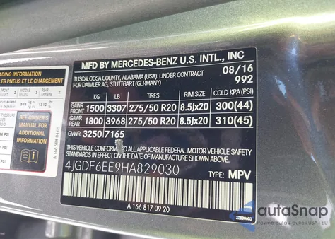 2017 Mercedes-Benz Gls 450 4Matic из США, поврежденный, VIN 4JGDF6EE9HA829030